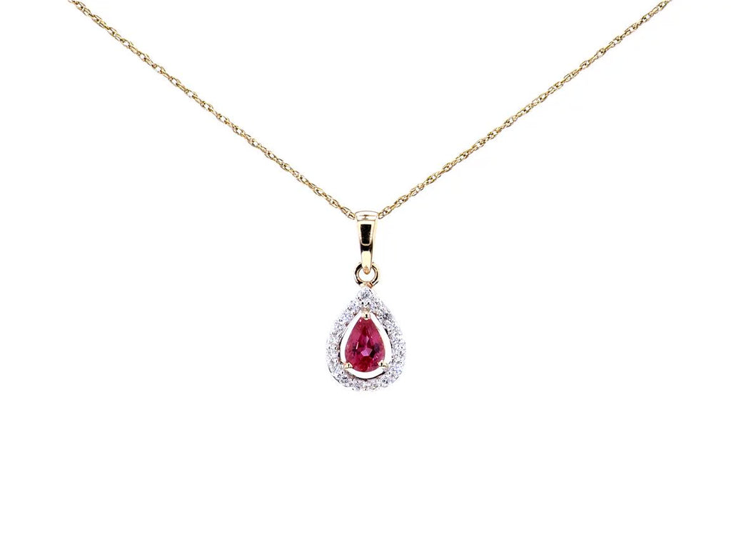 Ruby Pendant With Diamonds 1 Carats 14K Yellow Gold