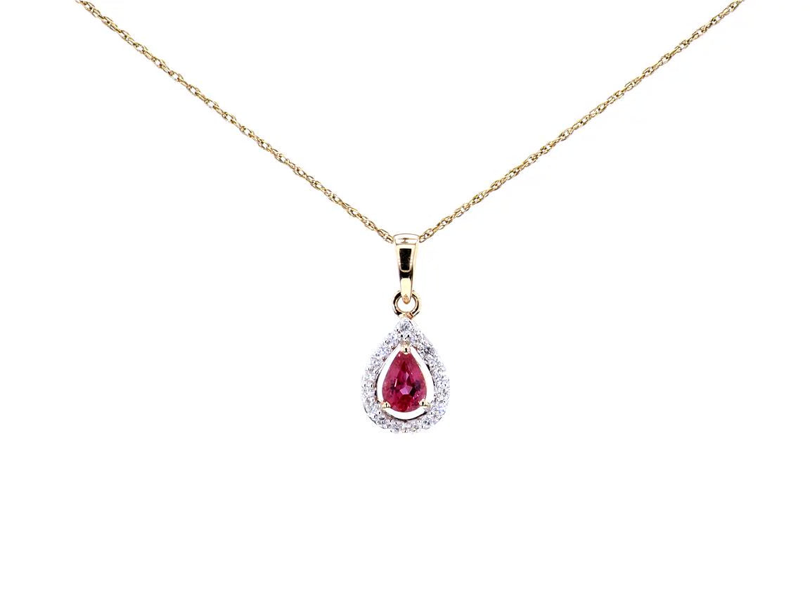 Ruby Pendant With Diamonds 1 Carats 14K Yellow Gold
