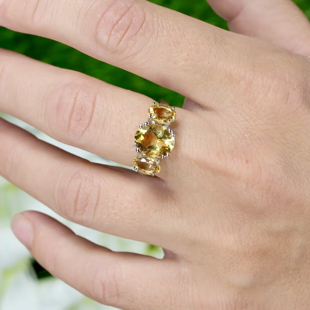 Citrine Three Stone Ring 3.75 Carats