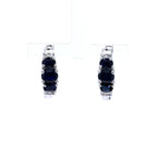 Blue Sapphire Earrings With White Topaz 1.6 Carats Sterling Silver