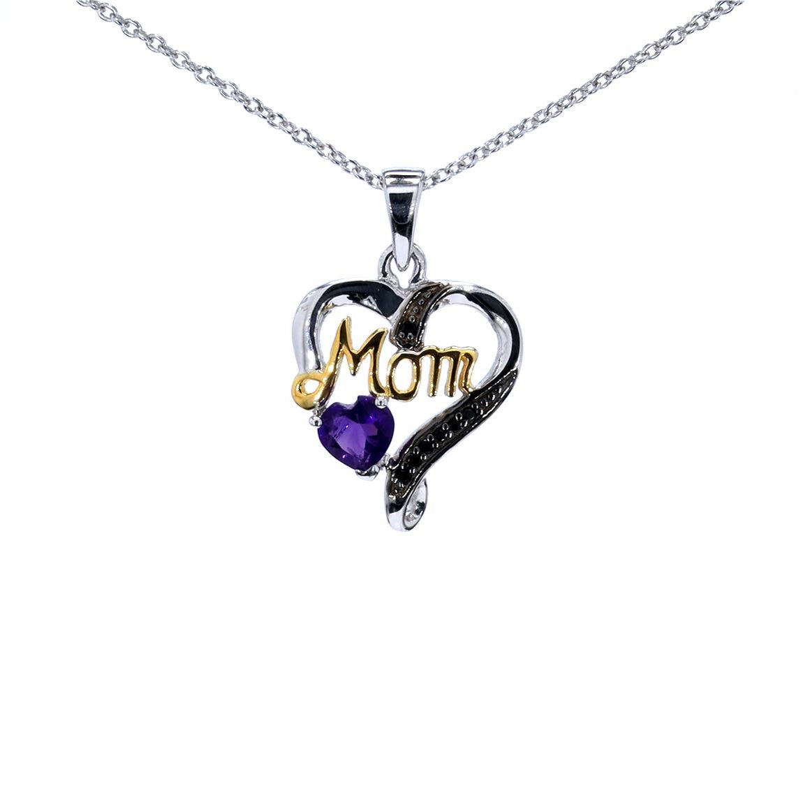 Amethyst Mom Pendant With Black Spinel 0.46 Carats Gold Plated Silver