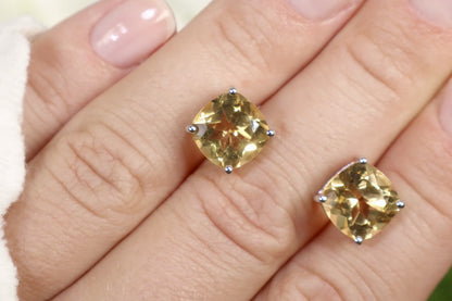 Citrine Stud Earrings 5.78 Carats Sterling Silver