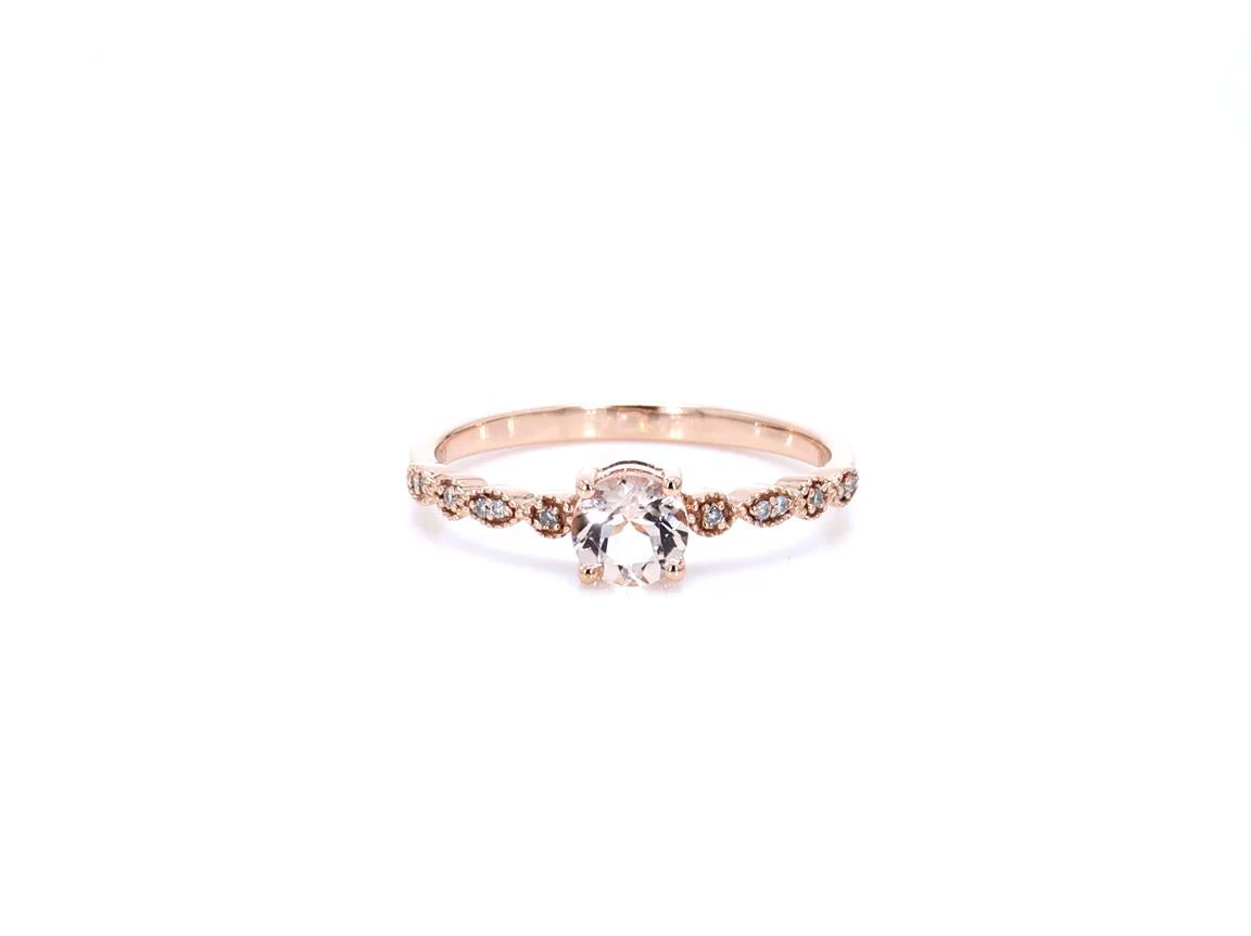 Morganite Ring With Diamonds 0.4 Carats 10K Rose Gold
