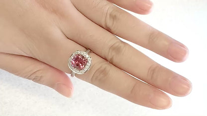 Natural Pink Tourmaline Ring With Diamonds 2.68 Carats 14K Yellow Gold