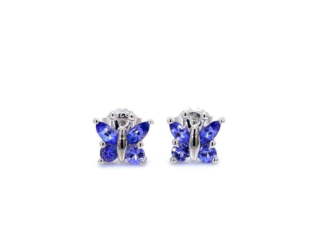 Natural Tanzanite Butterfly Earrings 0.92 Carats Sterling Silver