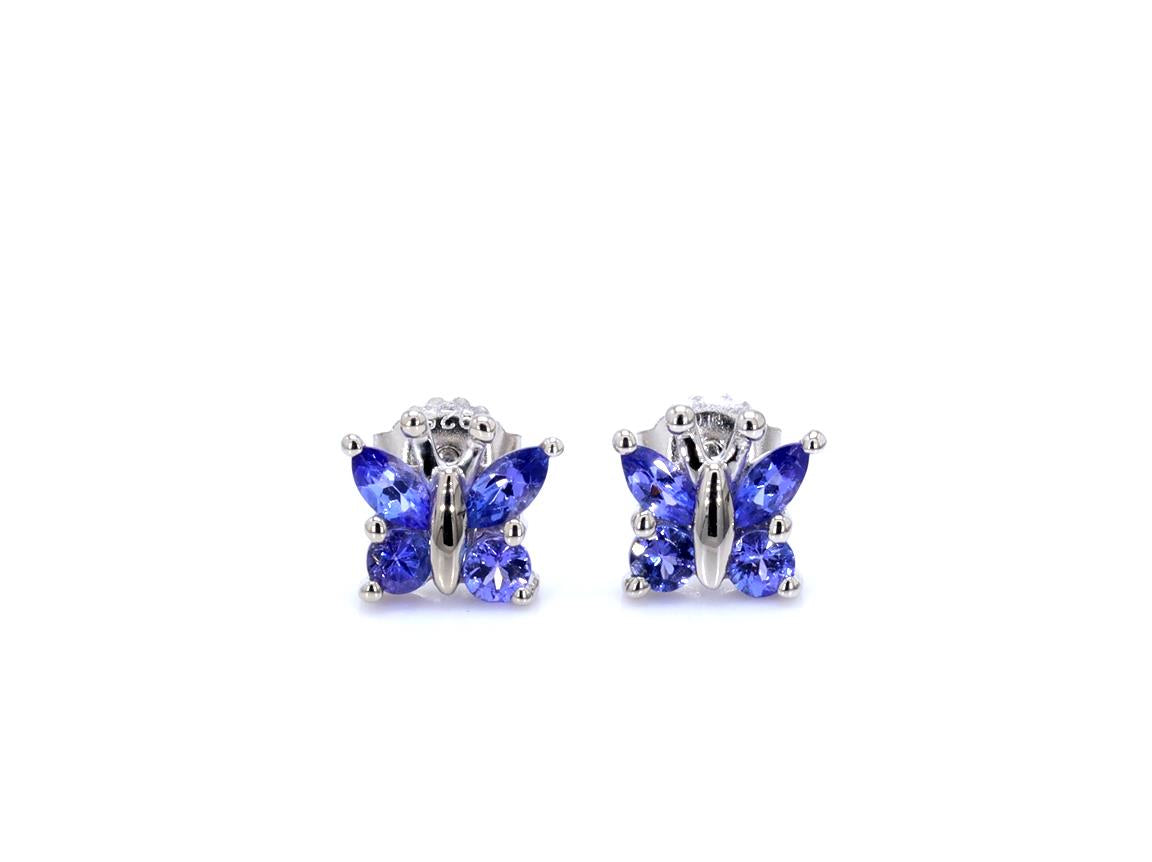 Natural Tanzanite Butterfly Earrings 0.92 Carats Sterling Silver