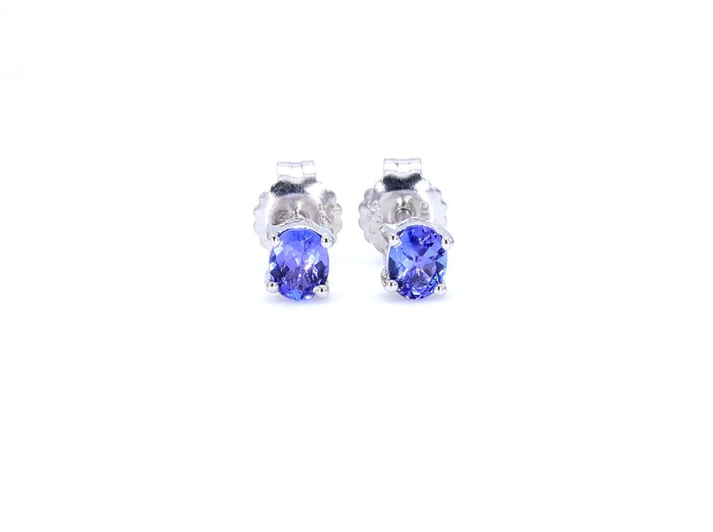 Tanzanite Stud Earrings 0.38 Carats Sterling Silver