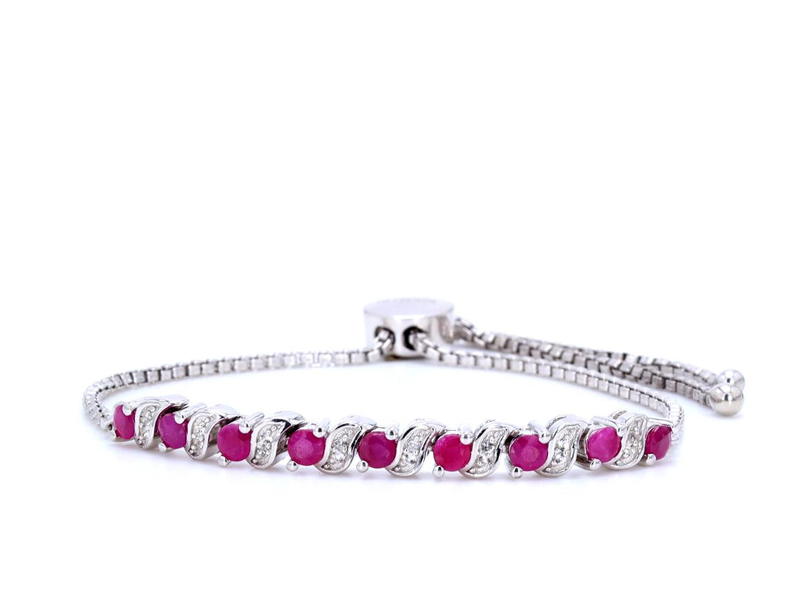 Ruby Bracelet With White Topaz 1.22 Carats Sterling Silver