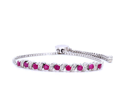 Ruby Bracelet With White Topaz 1.22 Carats Sterling Silver