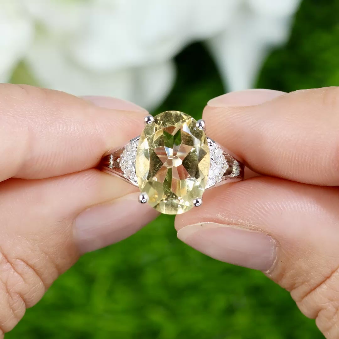 Citrine Ring Diamonds 4.53 Carats Sterling Silver