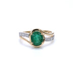 Zambian Emerald Ring With Diamonds 1.58 Carats 14K Yellow Gold
