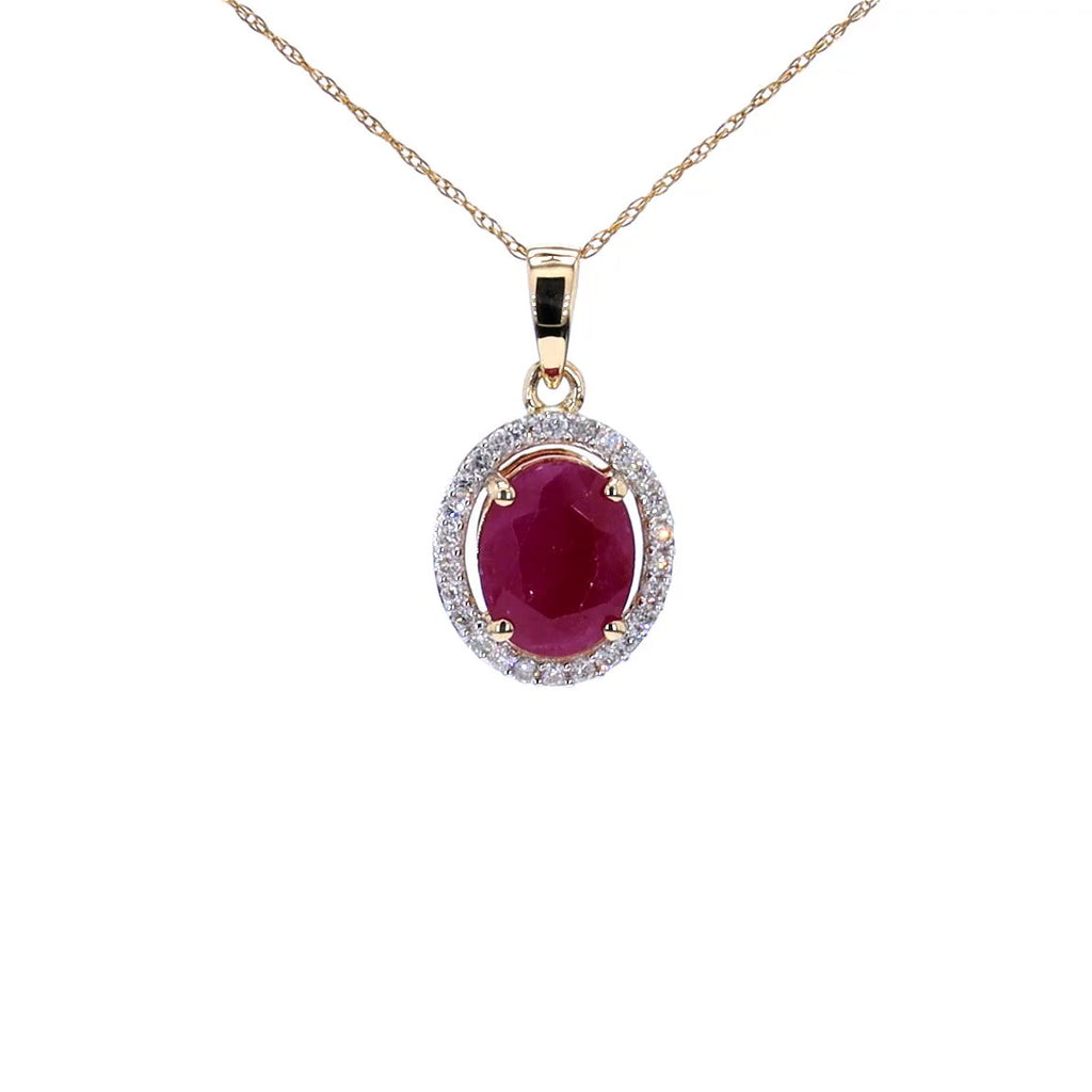 Ruby Pendant With Diamonds 2.48 Carats 10K Yellow Gold
