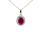 Ruby Pendant With Diamonds 2.48 Carats 10K Yellow Gold