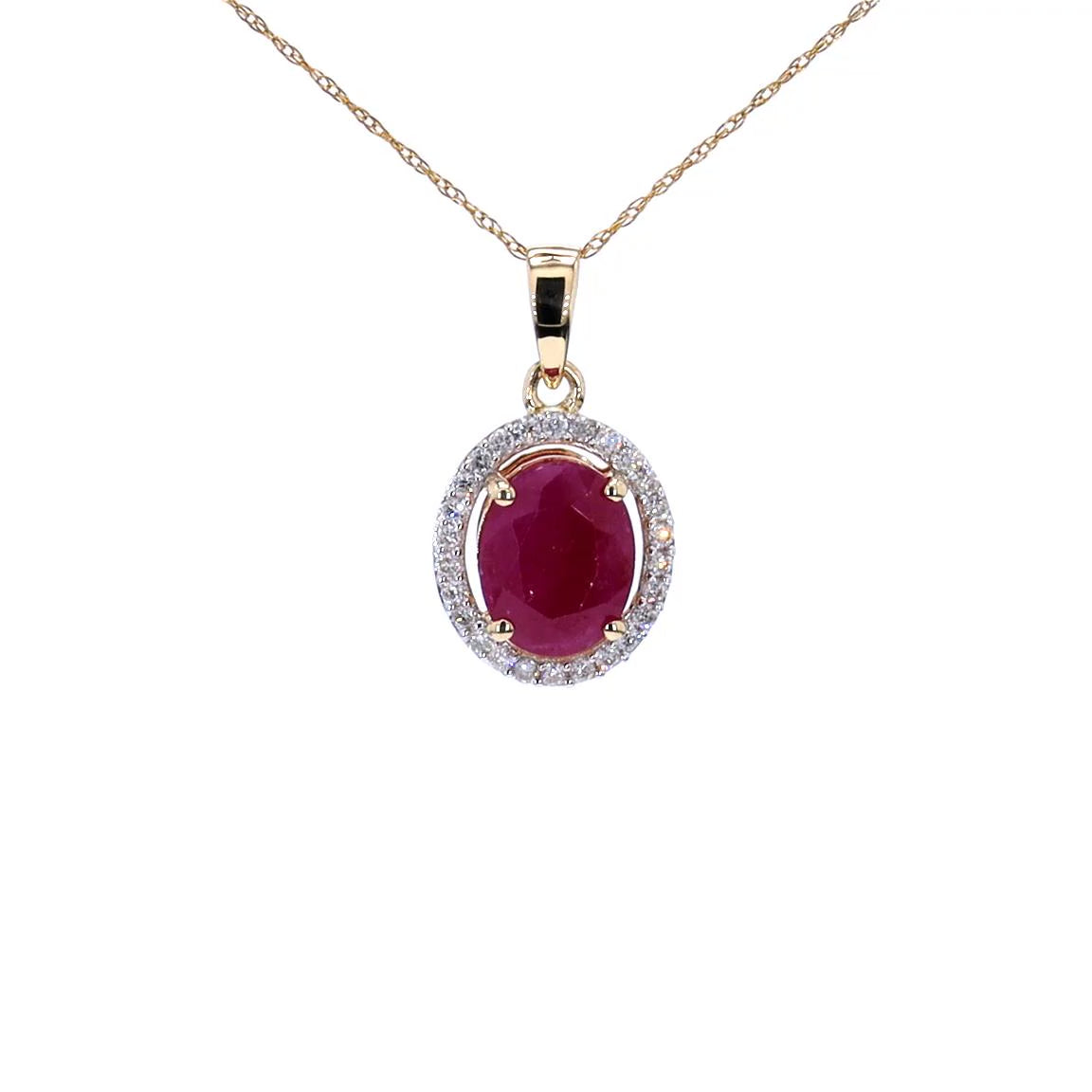 Ruby Pendant With Diamonds 2.48 Carats 10K Yellow Gold