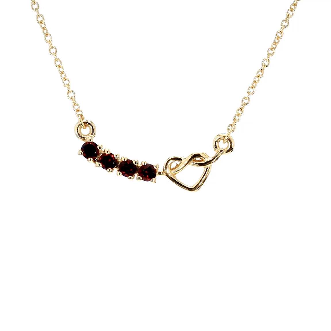 Garnet Heart Necklace 0.3 Carats Gold Plated Silver