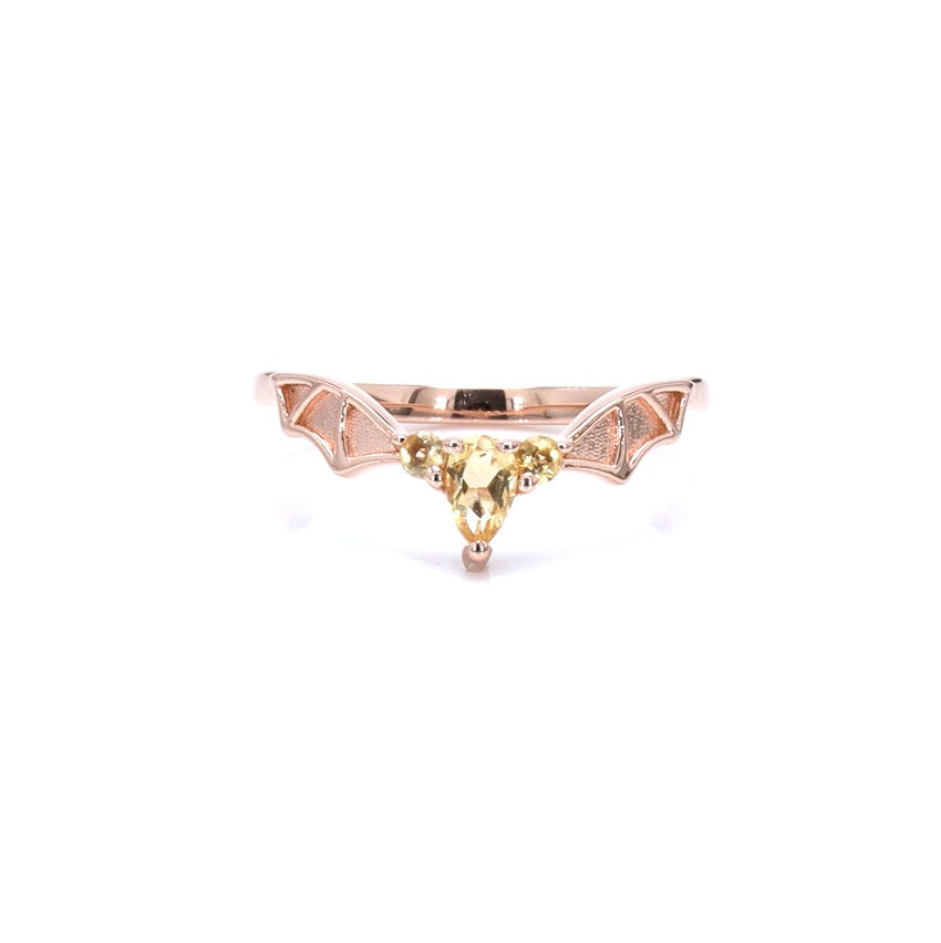 Citrine Bat Ring 0.24 Carats Gold Plated Silver