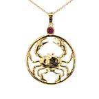 Ruby Cancer Pendant 0.32 Carats Gold Plated Silver