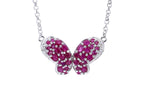 Ruby Butterfly Pendant With White Zircon 4.08 Carats Sterling Silver