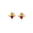 Ruby Bat Stud Earrings 0.38 Carats Gold Plated Silver
