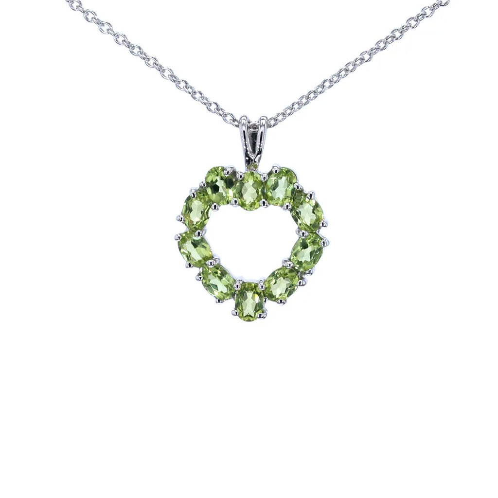 Peridot Heart Pendant 1.68 Carats Sterling Silver