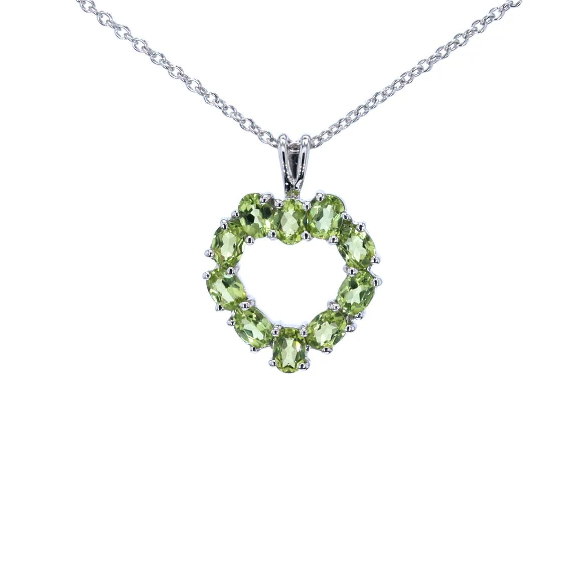 Peridot Heart Pendant 1.68 Carats Sterling Silver