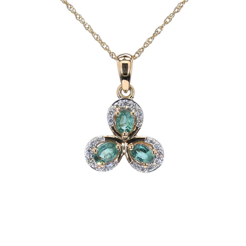 Alexandrite Flower Pendant With Diamonds 0.5 Carats 18K Yellow Gold