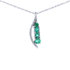 Zambian Emerald Pendant With Diamonds 0.26 Carats 14K White Gold