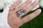 Flower Cluster Ring Citrine Tanzanite Rhodolite Chrome Diopside Topaz Spinel
