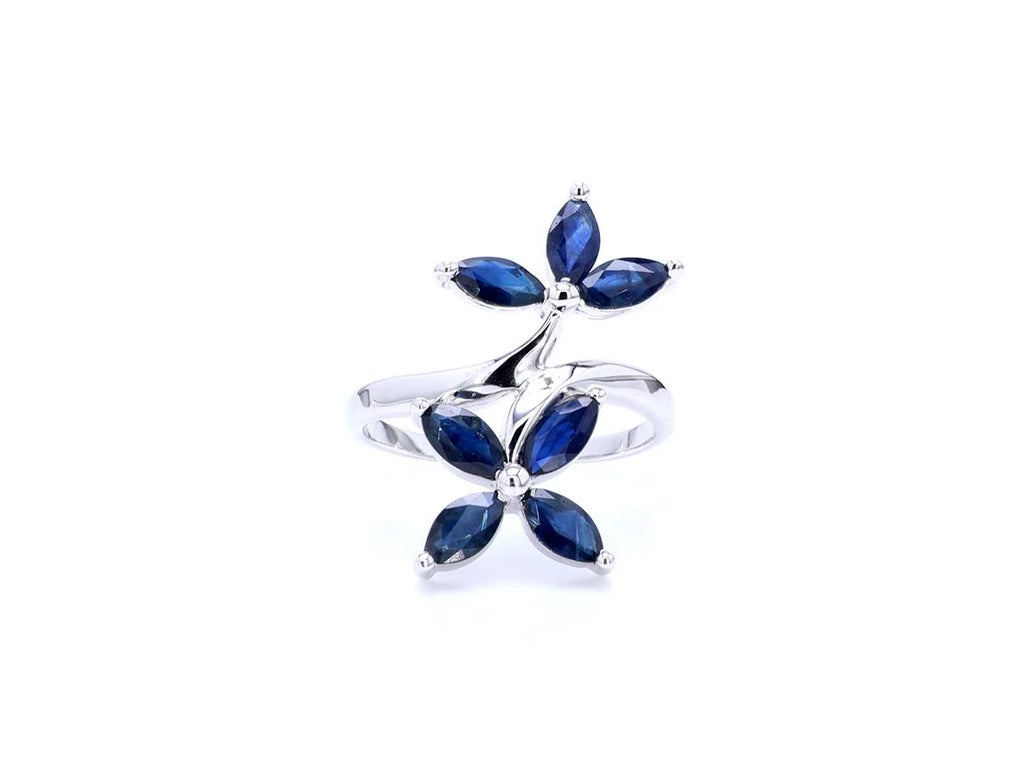 Blue Sapphire Ring 1.74 Carats Sterling Silver