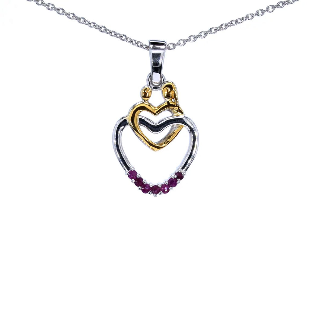 Ruby Mom Pendant 0.12 Carats Gold Plated Silver