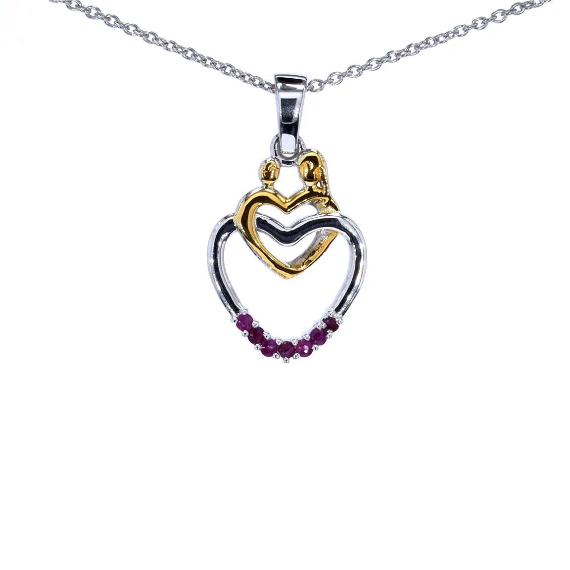 Ruby Mom Pendant 0.12 Carats Gold Plated Silver