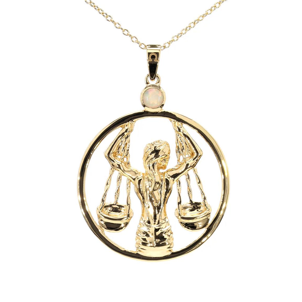 Ethiopian Opal Libra Pendant 0.14 Carats Gold Plated Silver