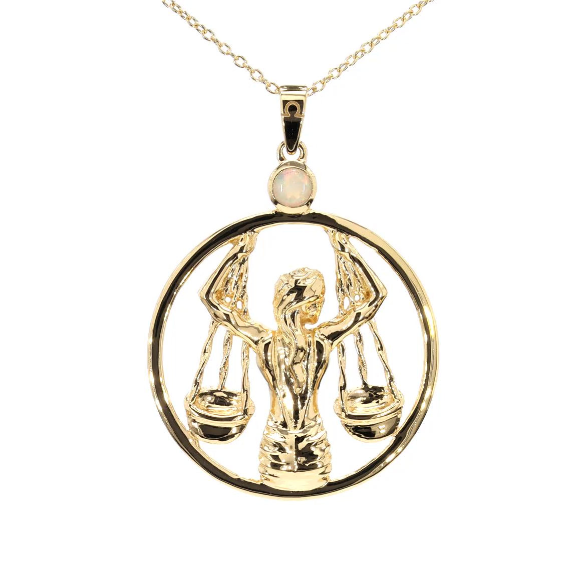 Ethiopian Opal Libra Pendant 0.14 Carats Gold Plated Silver