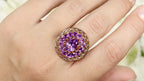 Amethyst Flower Cocktail Ring 4.29 Carats 14K Rose Gold Plated Silver