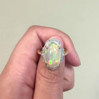 Ethiopian Opal Ring Diamonds 4.1 Carats 14K Yellow Gold