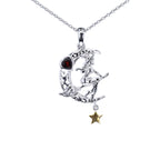 Garnet Flying Witch Pendant 0.3 Carats Sterling Silver