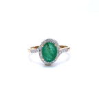 Zambian Emerald Ring With Diamonds 1.88 Carats 14K Yellow Gold