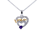 Amethyst Heart Pendant With White Topaz 0.41 Carats Gold Plated Silver