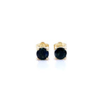 Blue Sapphire Stud Earrings 1.28 Carats 10K Yellow Gold