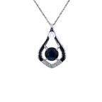 Blue Sapphire Pendant With Diamonds 1.2 Carats 10K White Gold