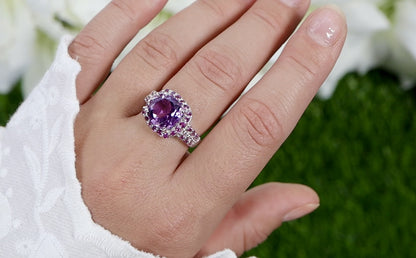 Amethyst Cocktail Ring Rhodolite Setting 5 Carats