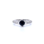 Blue Sapphire Ring With Diamonds 1.1 Carats 10K White Gold
