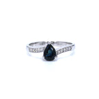 Blue Sapphire Ring With Diamonds 0.83 Carats 14K White Gold