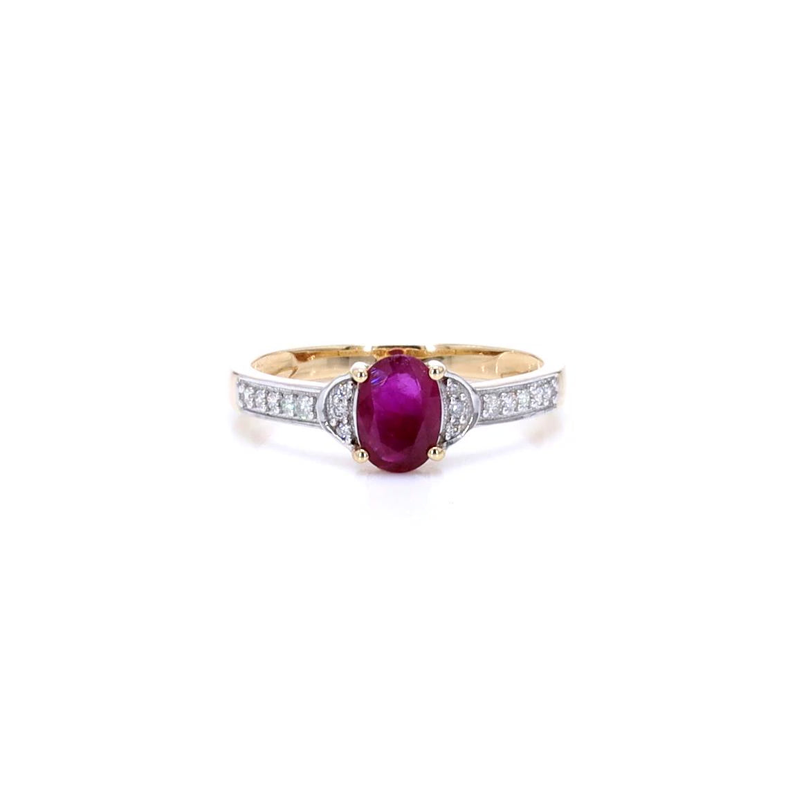 Ruby Ring With Diamonds 0.93 Carats 10K Yellow Gold