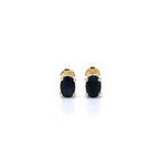 Blue Sapphire Stud Earrings 0.94 Carats 10K Yellow Gold