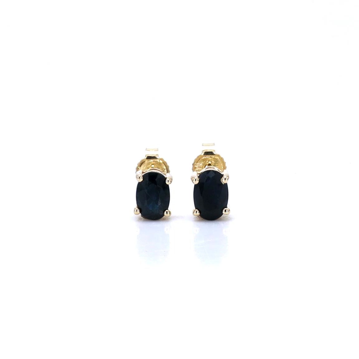 Blue Sapphire Stud Earrings 0.94 Carats 10K Yellow Gold