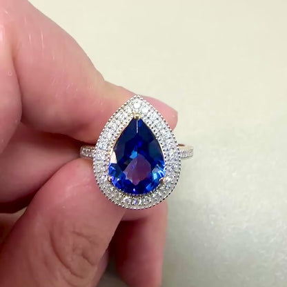 Tanzanite Ring Diamonds 3.35 Carats 14K Yellow Gold