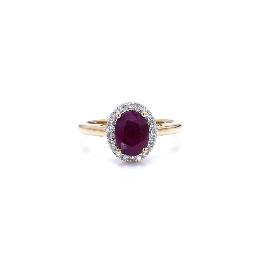 Ruby Ring With Diamonds 1.56 Carats 10K Yellow Gold