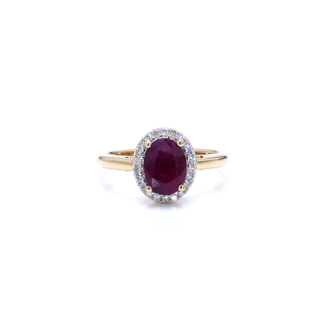 Ruby Ring With Diamonds 1.56 Carats 10K Yellow Gold