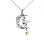 Peridot Flying Witch Pendant 0.24 Carats Sterling Silver